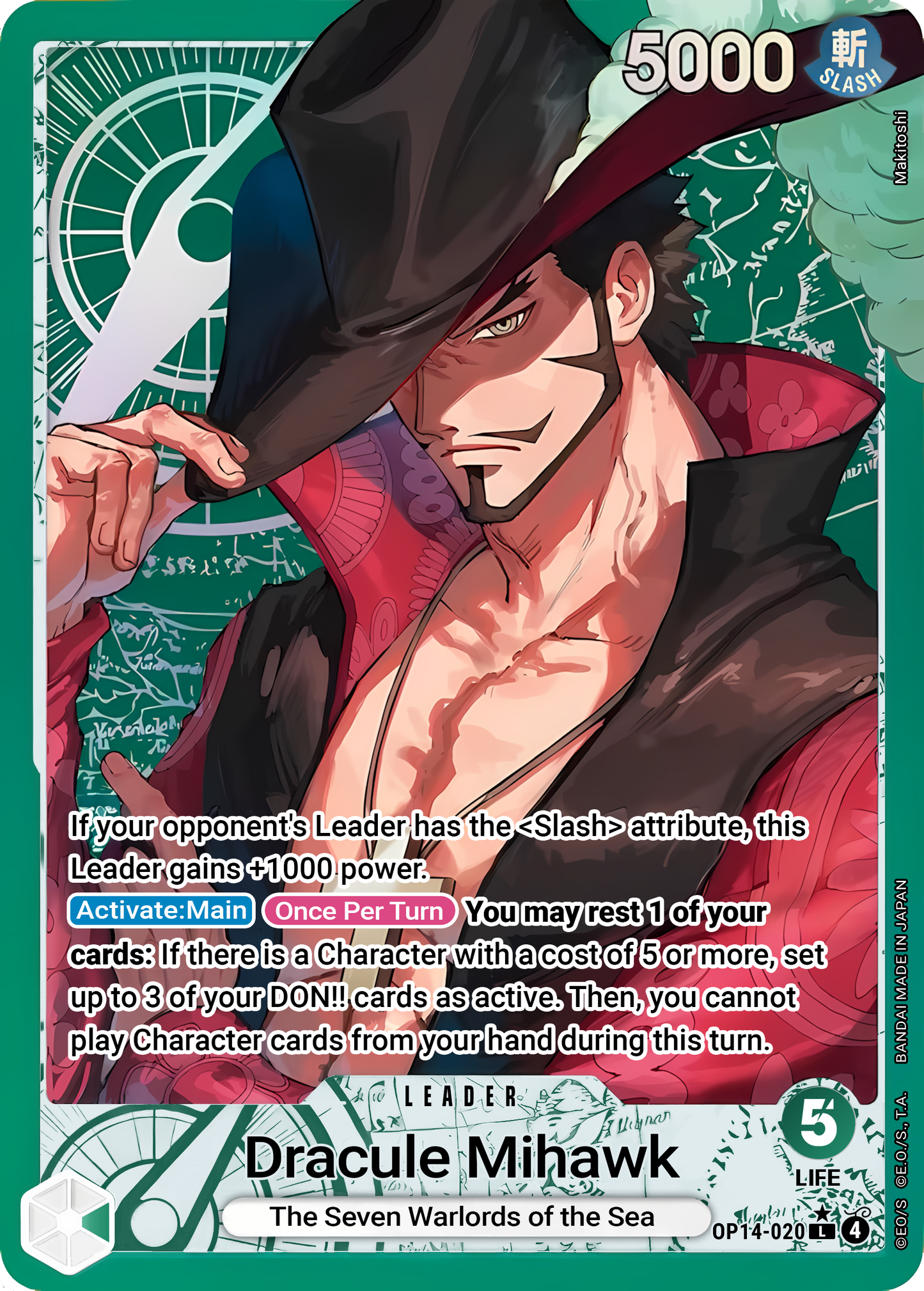 Dracule Mihawk OP14-020 (The Azure Sea's Seven) - Alternate Art Foil