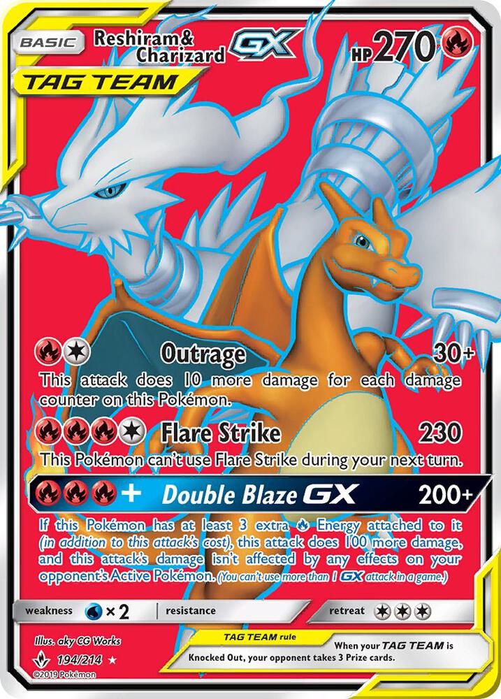 Reshiram & Charizard GX 194/214 (SM - Unbroken Bonds) - Holofoil