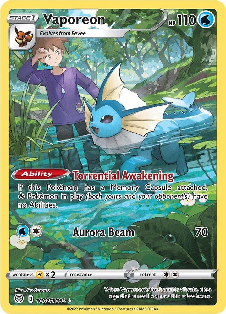 Vaporeon TG02/TG30 (SWSH09: Brilliant Stars Trainer Gallery) - Holofoil