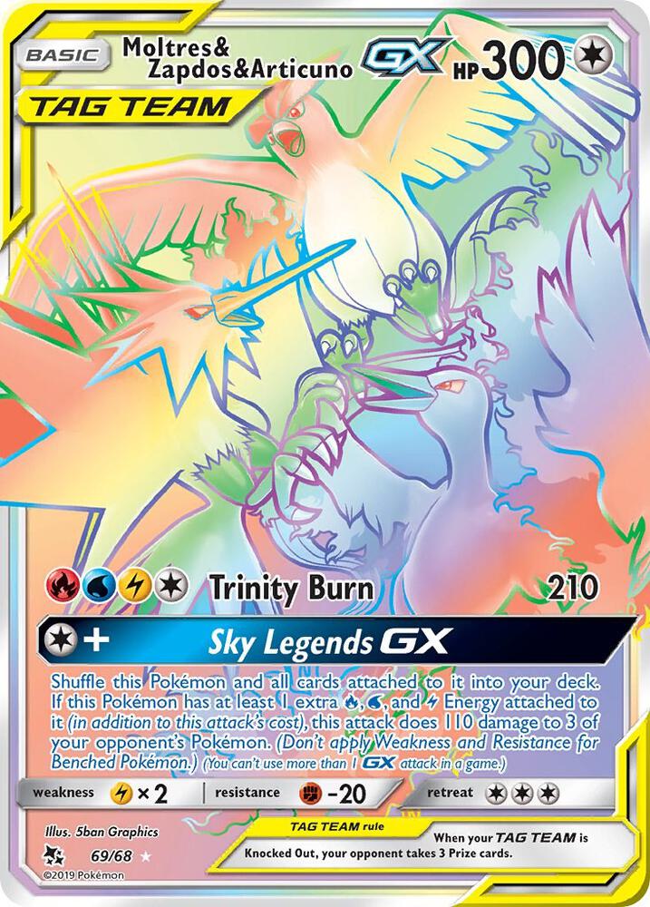 Moltres and Zapdos and Articuno GX Secret 69/68 (Hidden Fates) - Holofoil