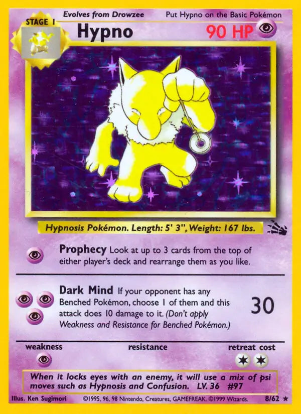 Hypno 08/62 (Fossil) - Unlimited Holofoil