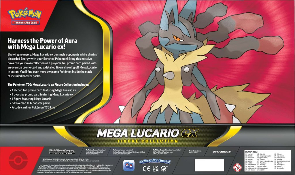 Mega Lucario EX figure packaging with Pokémon logo
