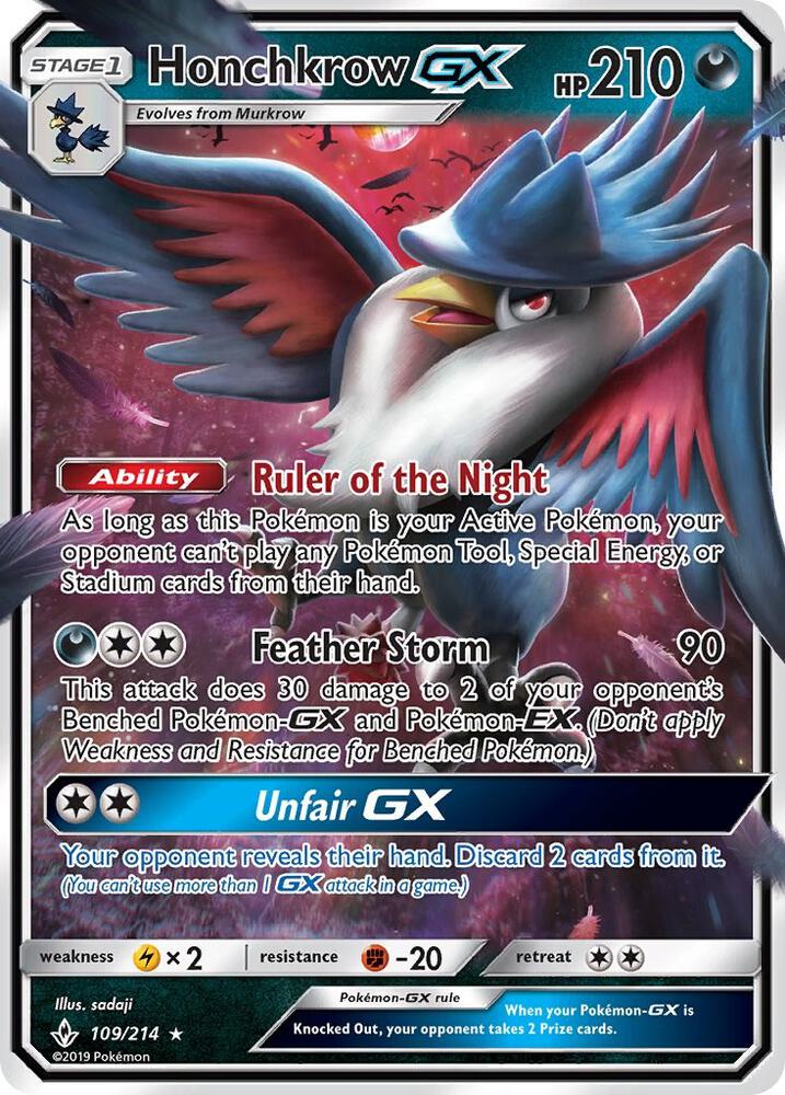 Honchkrow GX 109/214 (SM - Unbroken Bonds) - Holofoil