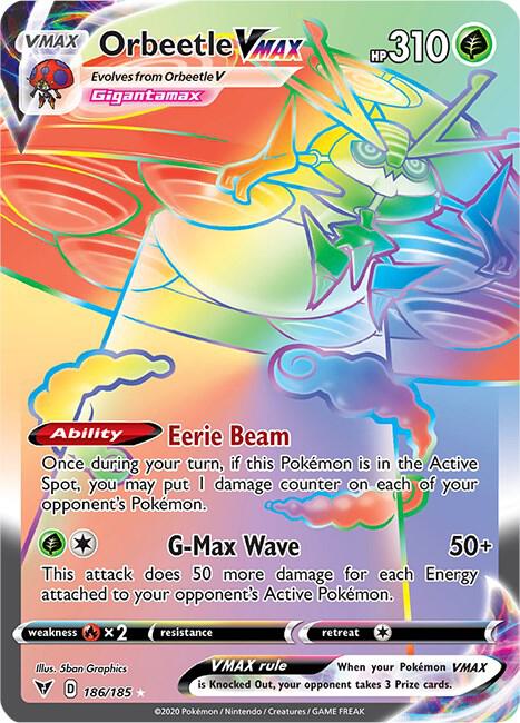 Orbeetle VMAX Secret 186/185 (SWSH04: Vivid Voltage) - Holofoil