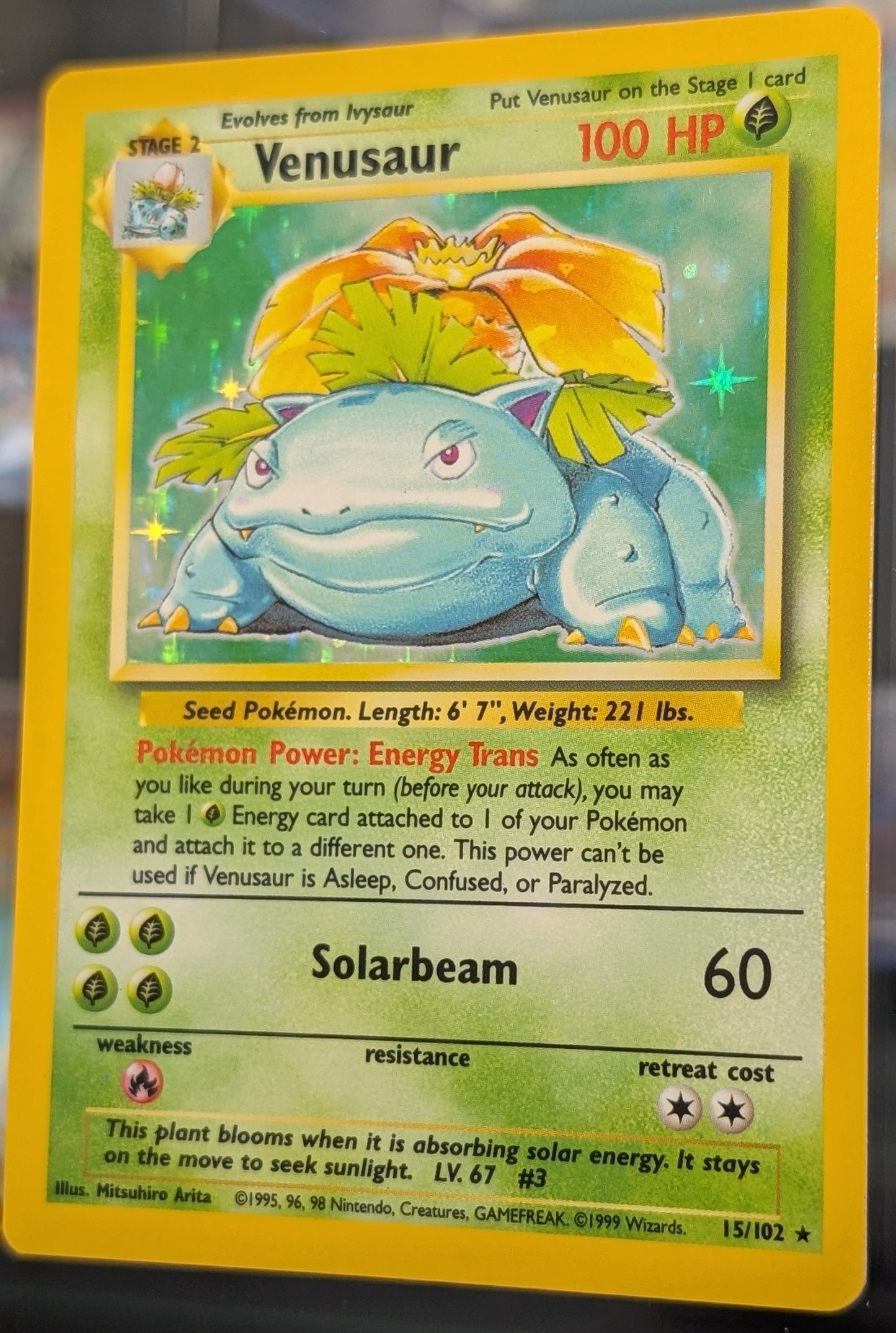 Pokemon TCG 1999 Base Set Unlimited Venusaur Holo Rare 15/102