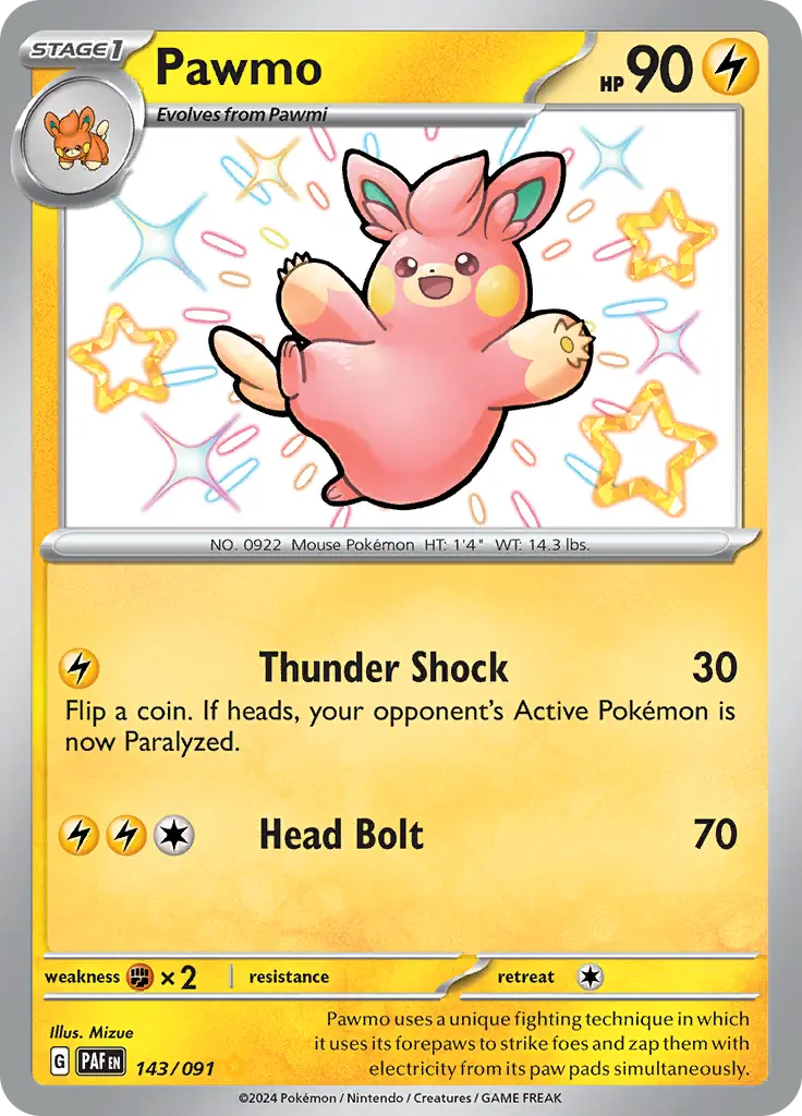 Pokemon TCG Scarlet & Violet Paldean Fates Pawmo 143/091