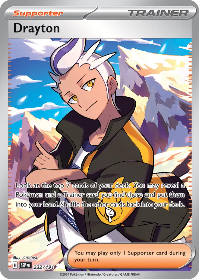 Pokemon TCG Scarlet & Violet Surging Sparks Drayton Trainer 232/191