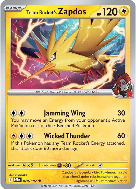 Team Rocket's Zapdos Rare SV10: Destined Rivals 070/182 NM