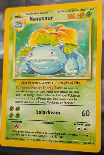 Pokemon TCG 1999 Base Set Unlimited Venusaur Holo Rare 15/102