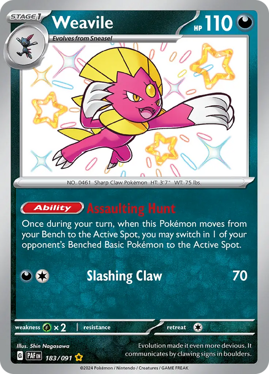 Pokemon TCG Scarlet & Violet Paldean Fates Weavile 183/091