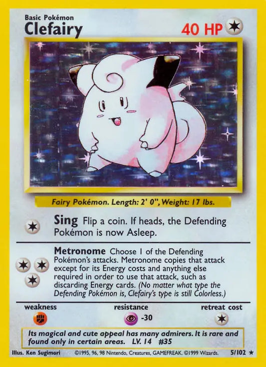 Pokemon TCG 1999 Base Set Unlimited Clefairy Holo